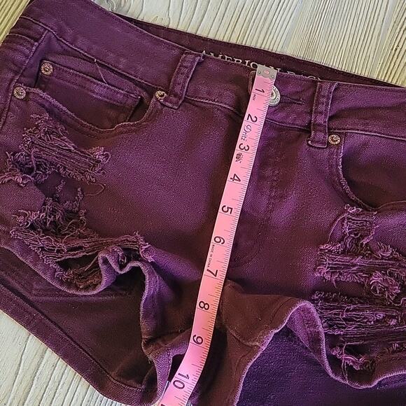 American Eagle Stretch Distressed Plum Shortie,Women's Size 8 - Picture 8 of 9